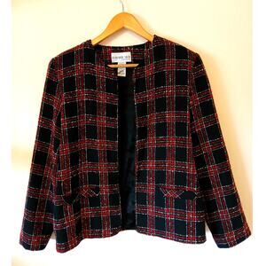 Vintage Bedford Fair lifestyles plaid wool blend blazer